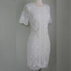 Adrianna Papell White Lace Shift Dress